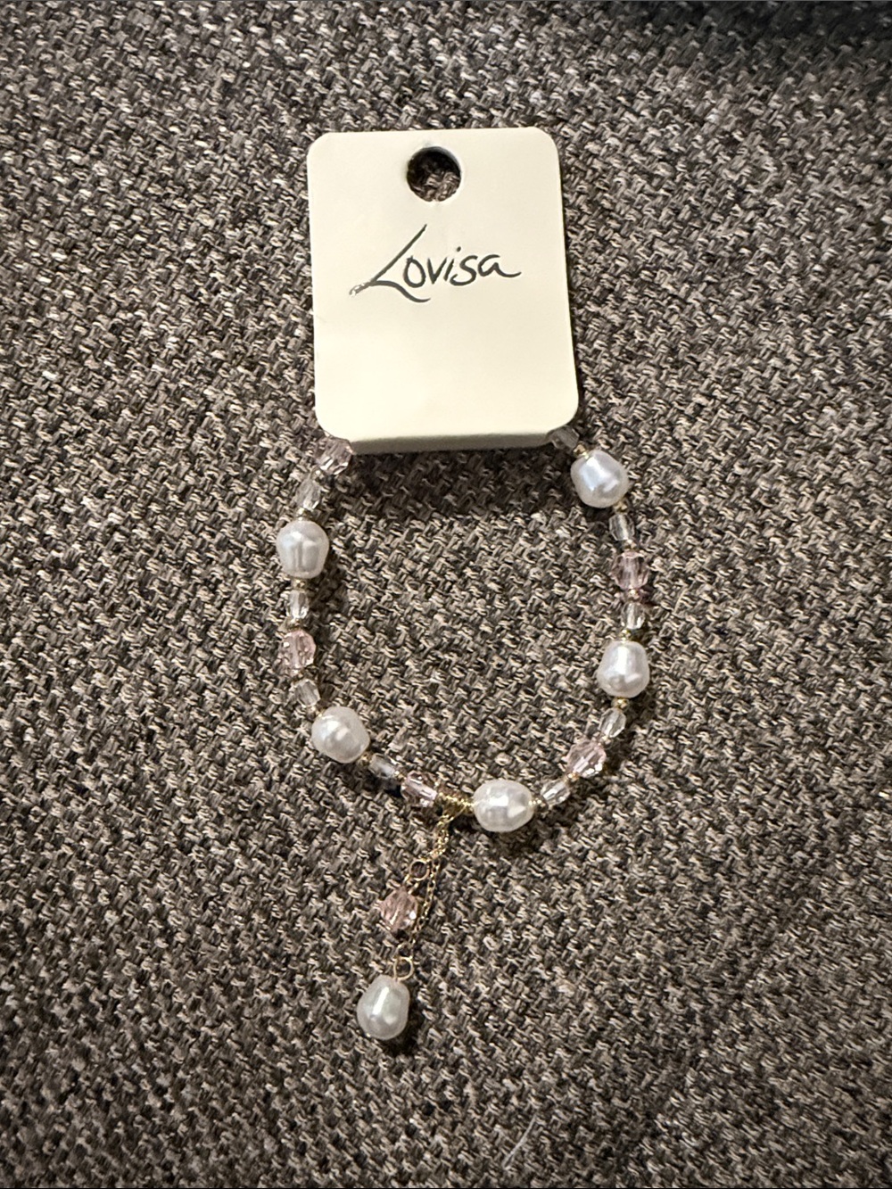 Pink Crystal & Pearl Dangle Bracelet